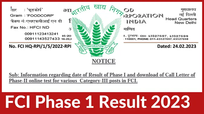 FCI Phase 2 Exam Date 2023