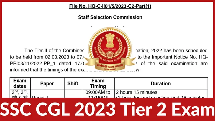 SSC CGL Exam 2023 time table