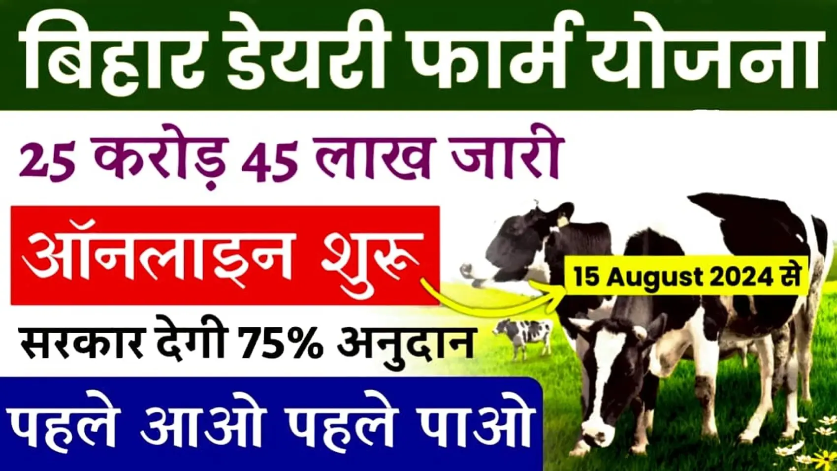Read more about the article Bihar Dairy Farm Yojana 2024: दुधारू मवेशी के लिए मिलेगा ₹8 लाख का अनुदान, जाने पूरी जानकारी