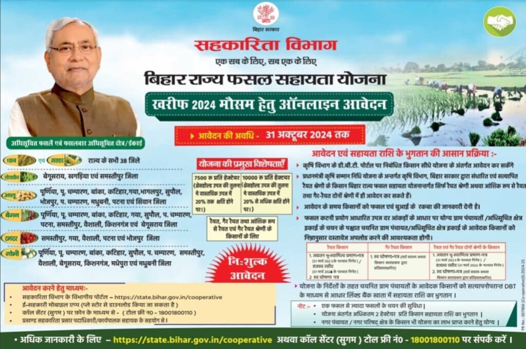 Bihar Rajya Fasal Sahayata Yojana 2024